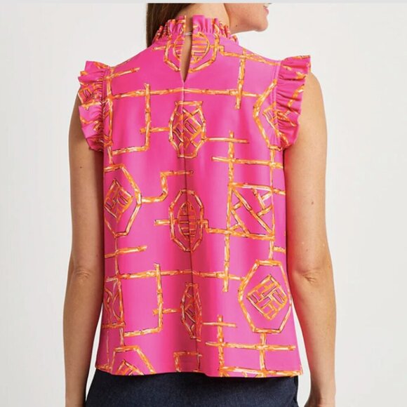Jude Connally Miley Top Bamboo Lattice Spring Pink Apricot Jude Cloth - Picture 2 of 8
